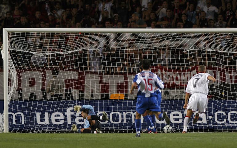 Il gol di Sheva nella Supercoppa europea contro il Porto