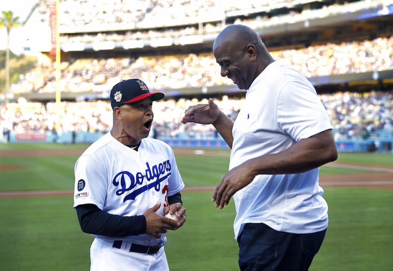 Magic con il manager dei Dodgers, Dave Roberts!