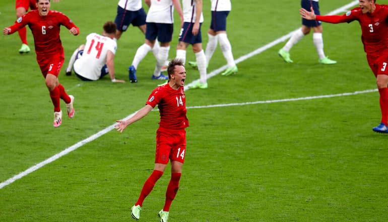 Damsgaard in gol a Wembley nella semifinale di Euro 2020!