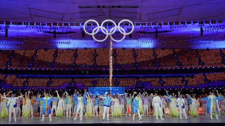 Un'immagine della cerimonia di chiusura di Pechino