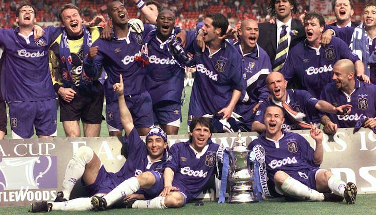 Il Chelsea festeggia la vittoria sul Middlesbrough nel 1997!