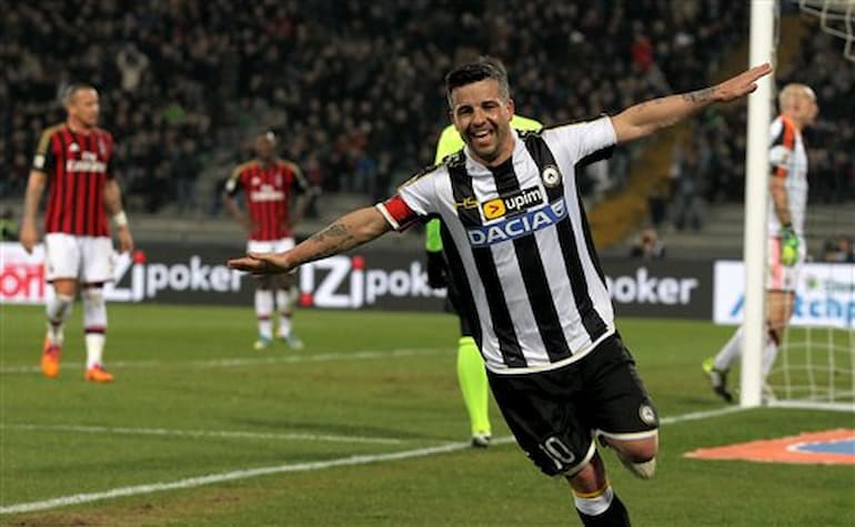 Di Natale in gol contro il Milan