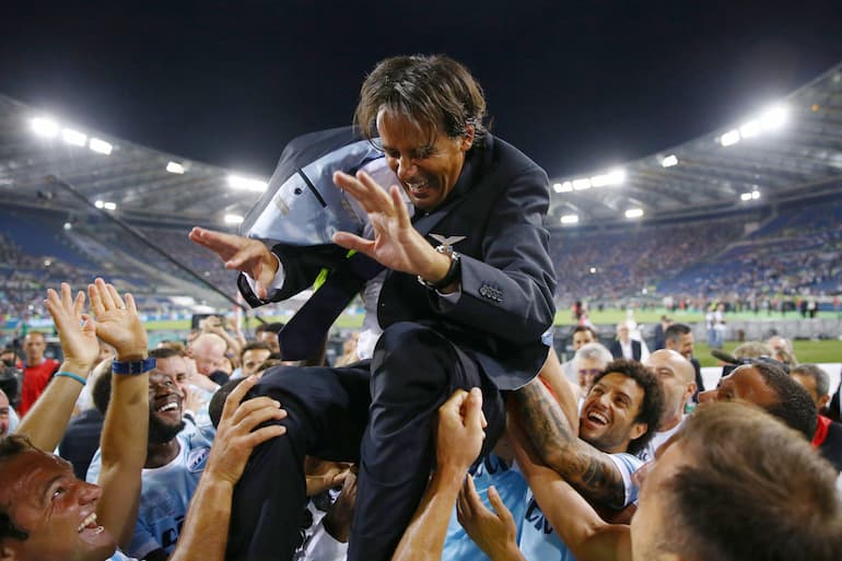 Simone Inzaghi con la sua Lazio