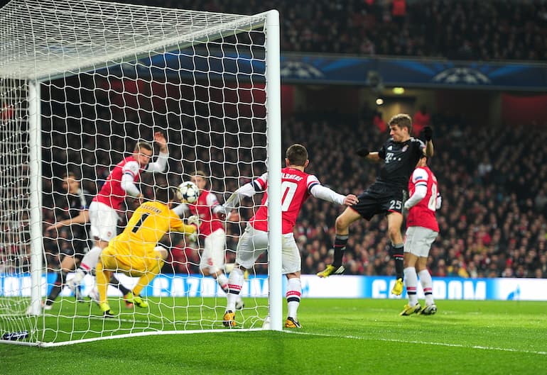 Thomas Muller in gol contro l'Arsenal!