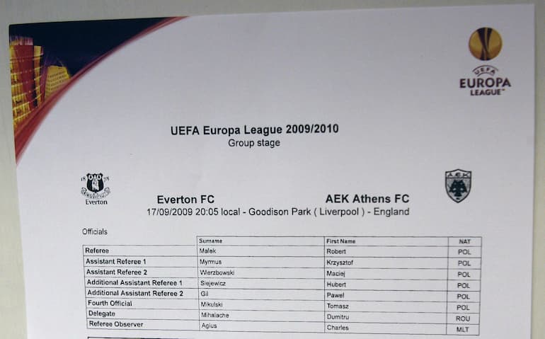 Uno stampato della UEFA