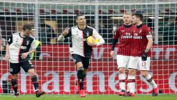 Cristiano Ronaldo esulta dopo aver trasformato il rigore del pari al Milan