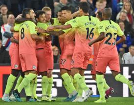 L'esultanza dei ragazzi del City al Selhurst Park!