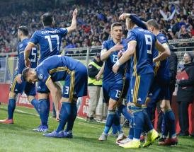 Uno dei rari momenti di esultanza della Bosnia durante queste qualificazioni!