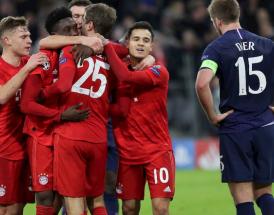 L'esultanza del Bayern nella sfida di Champions con il Tottenham!