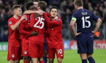 L'esultanza del Bayern nella sfida di Champions con il Tottenham!