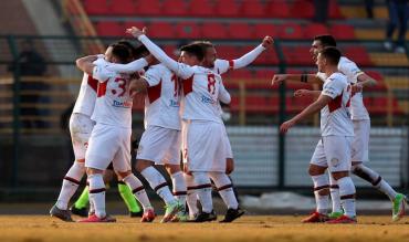 L'esultanza dei calciatori del Sudtirol