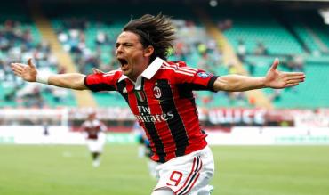 Una splendida esultanza di Filippo Inzaghi con la maglia del Milan
