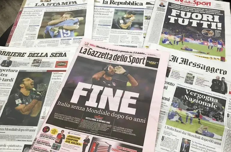 I quotidiani che ricordano anche la disfatta del 1958!