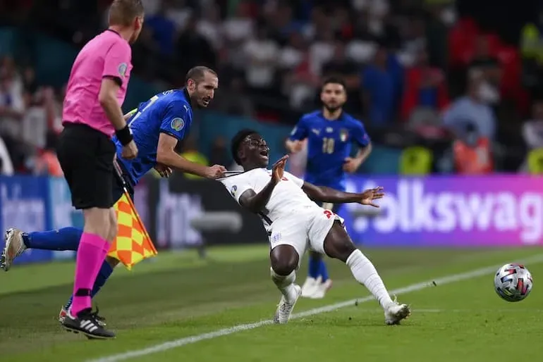 Il fallo di Chiellini su Saka!