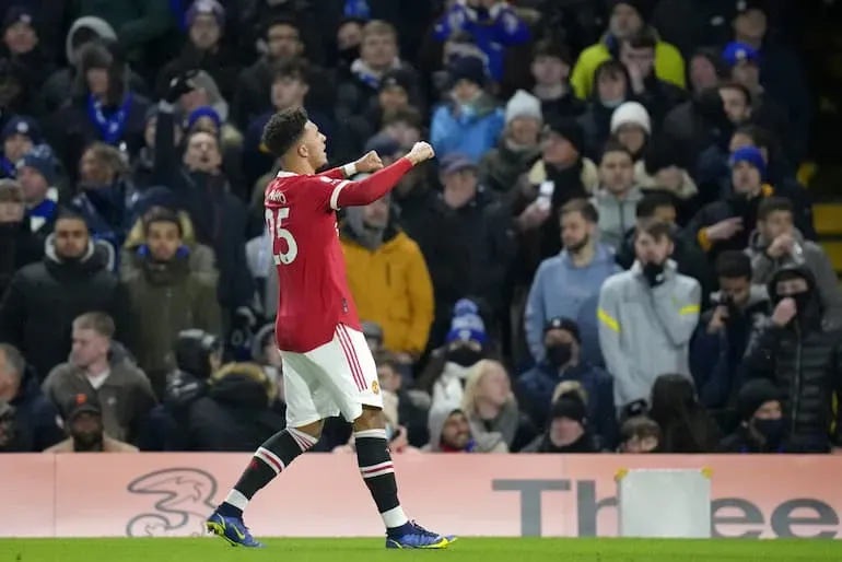 L'esultanza di Jadon Sancho dopo il gol al Chelsea!
