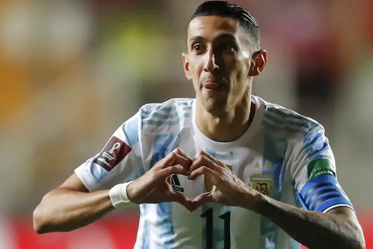 Angel Di Maria esulta con la maglia dell'Argentina!