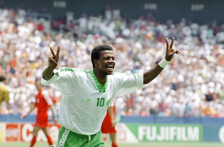 L'esultanza per il gol al Belgio ad USA '94