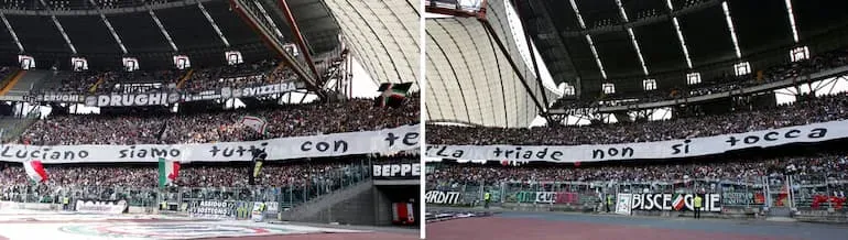 Gli striscioni pro Moggi della tifoseria juventina